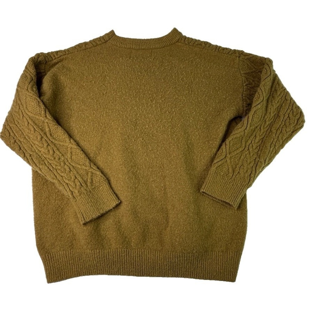 Aelfric Eden Sweater Womens Large Mustard Green Cable Knit Pullover A16-889 - Picture 7 of 8